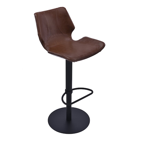 Armen Living Zuma Adjustable Swivel Metal Barstool in Vintage Coffee Faux Leather and Black Metal Finish LCZUBAVCBL